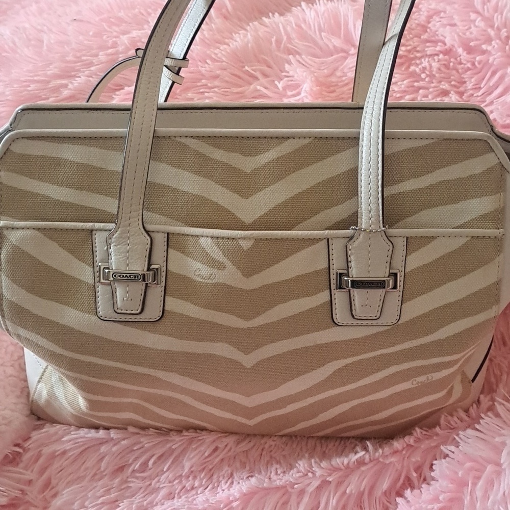 Coach White Tan Zebra Purse
